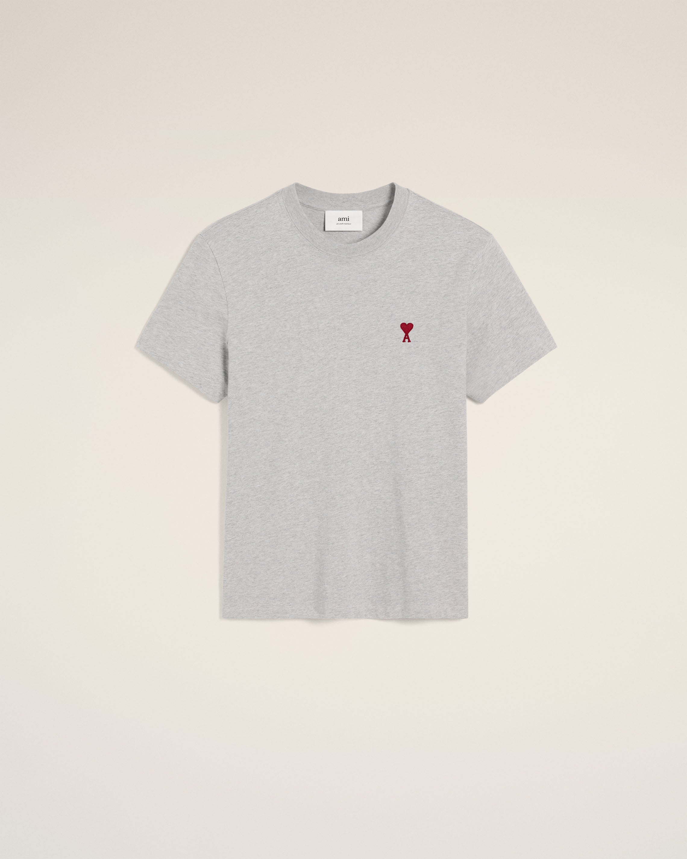 Heather Ash Grey Red Ami De Coeur T-Shirt | AMI PARIS