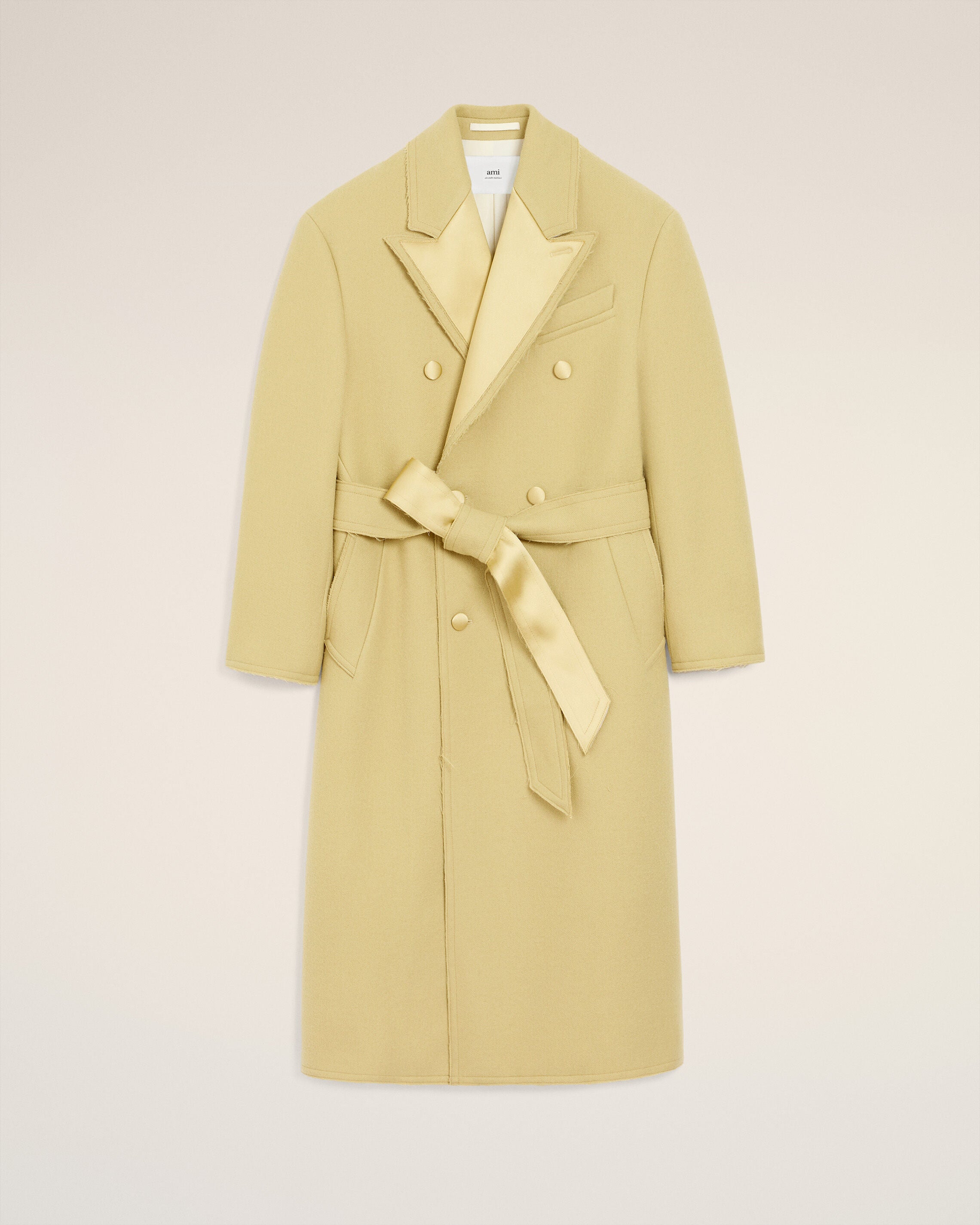 グリーン ウール ダブルブレスト ロングコート ライムグリーン | AMI PARIS