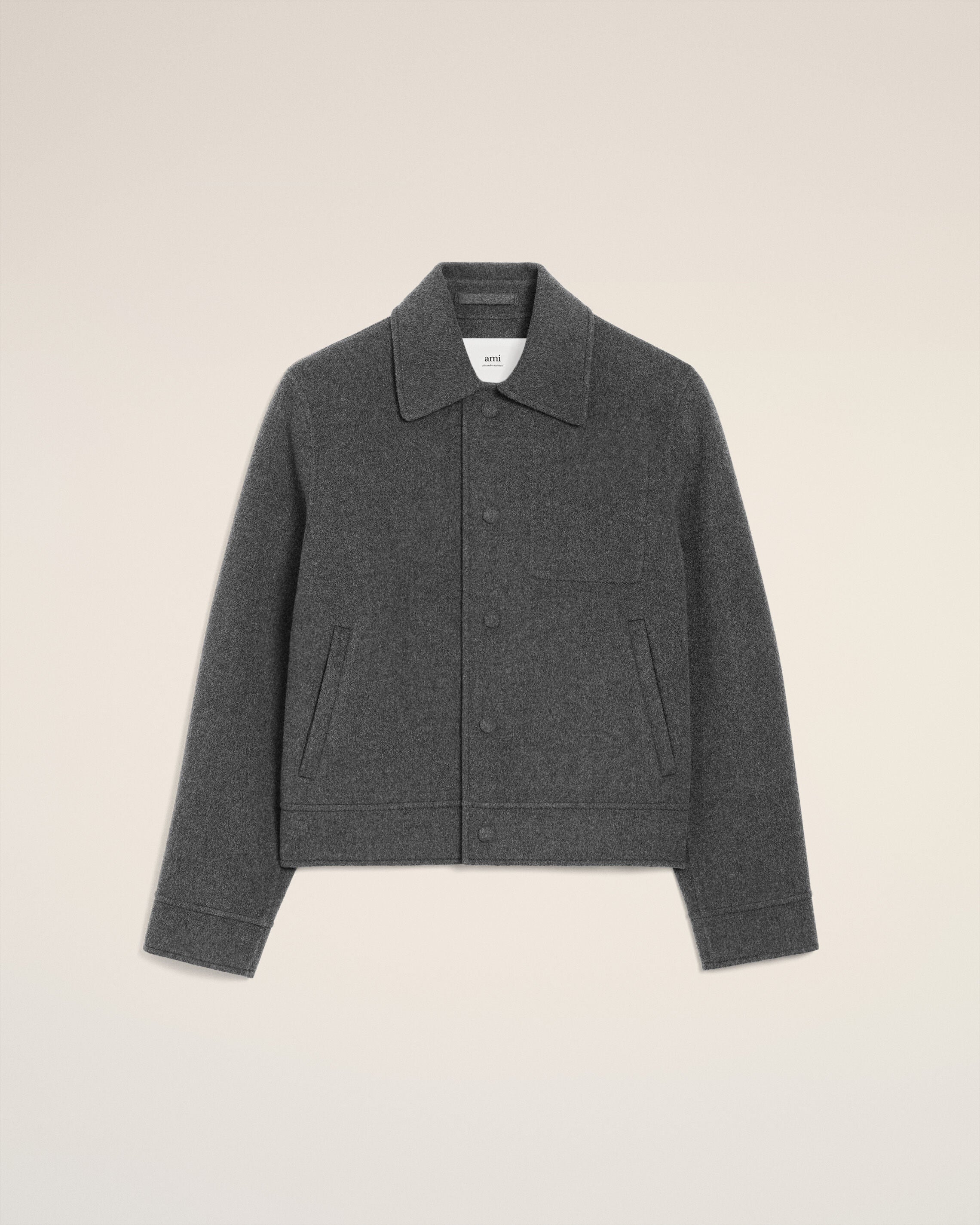 グレー ウール ボクシー ボタン ジャケット ヘザーグレー | AMI PARIS