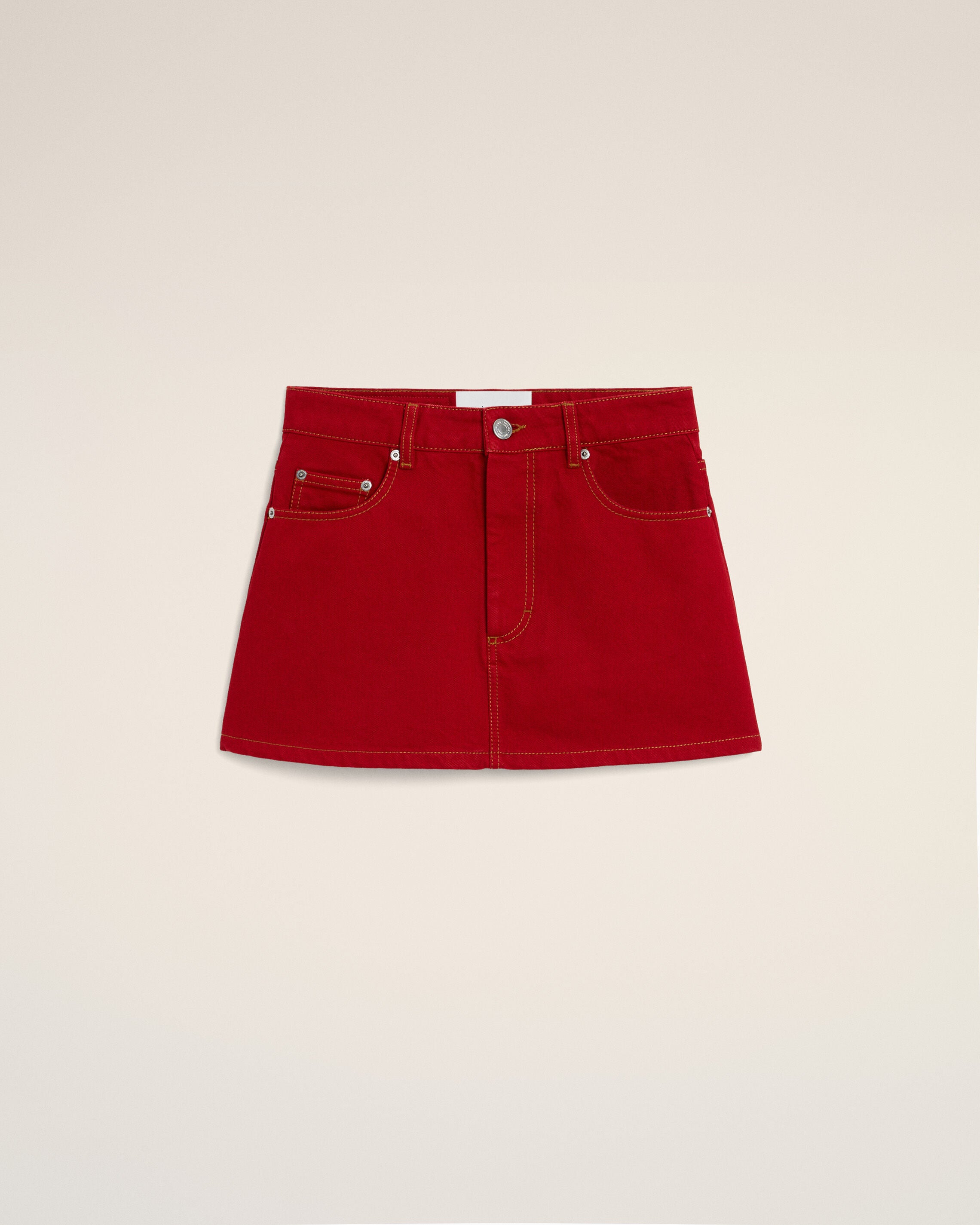 RUBY RED Red mini cotton skirt | Ami Paris