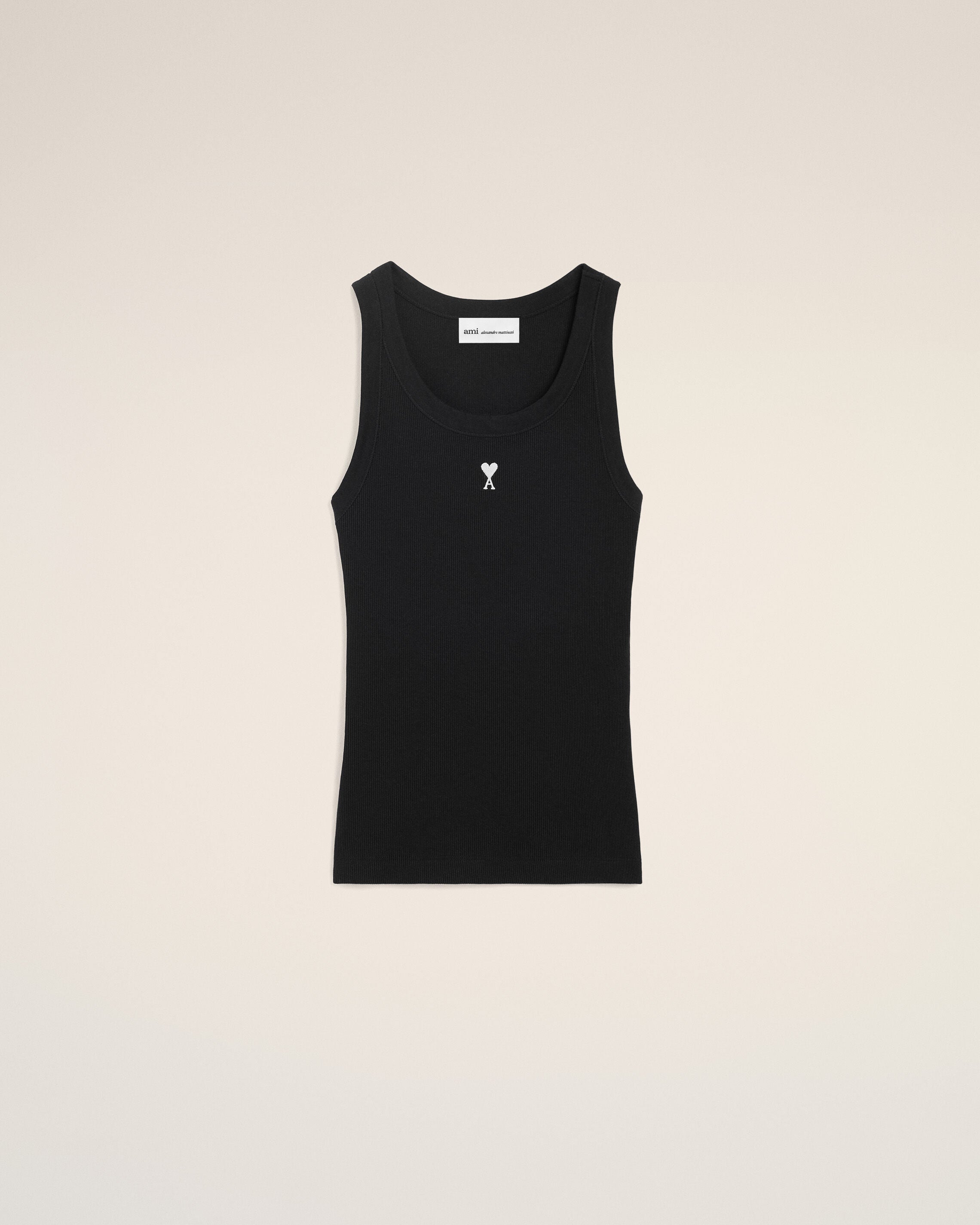 AMI DE COEUR タンクトップ　コットンリブ タンクトップ BLACK/WHITE CREAM Black Cotton Ami De Coeur Tanktop | Ami Paris