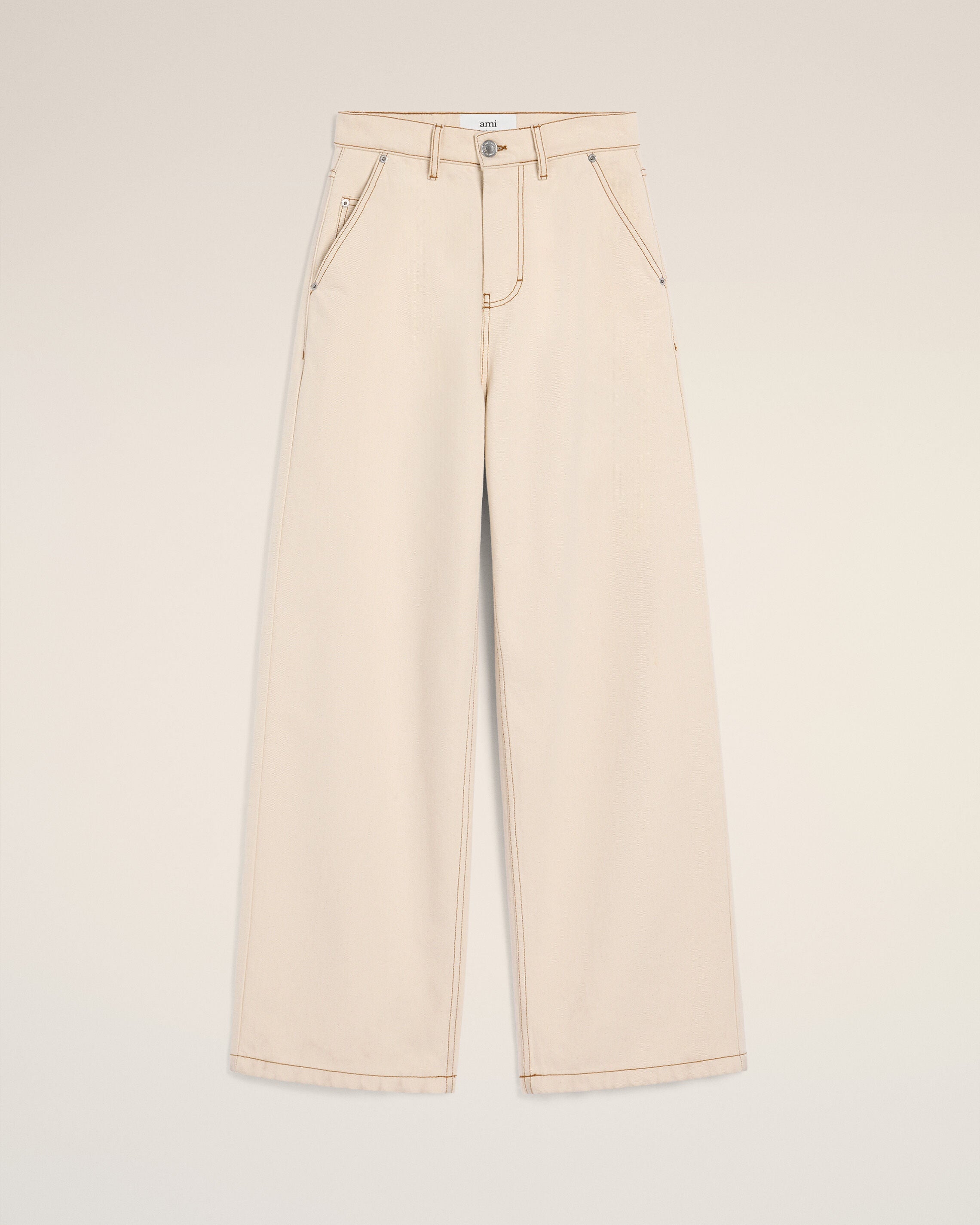 WHITE CREAM Wide Fit Jeans | AMI PARIS