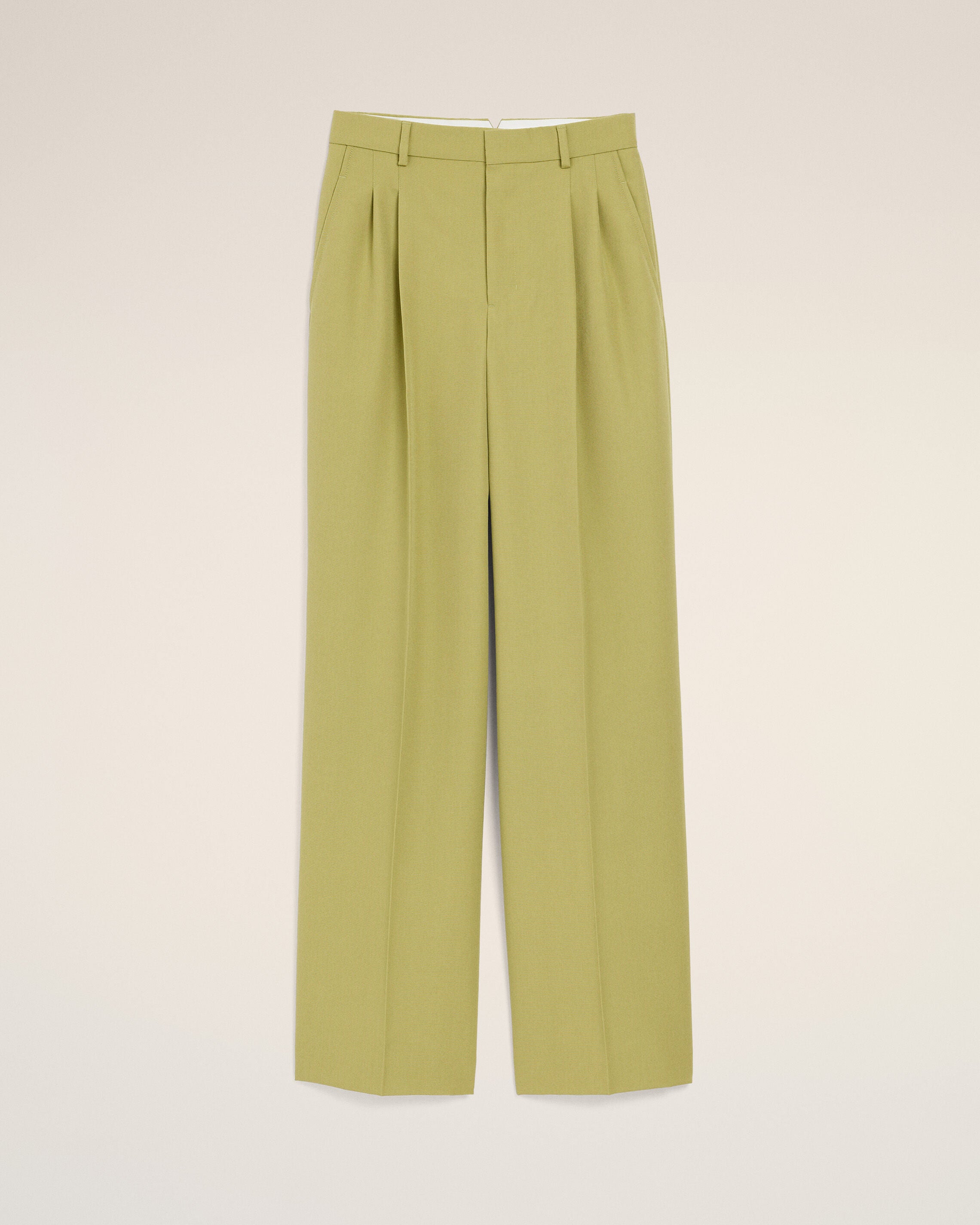 MATCHA Green New Wool Low Waist Wide Trousers | Ami Paris