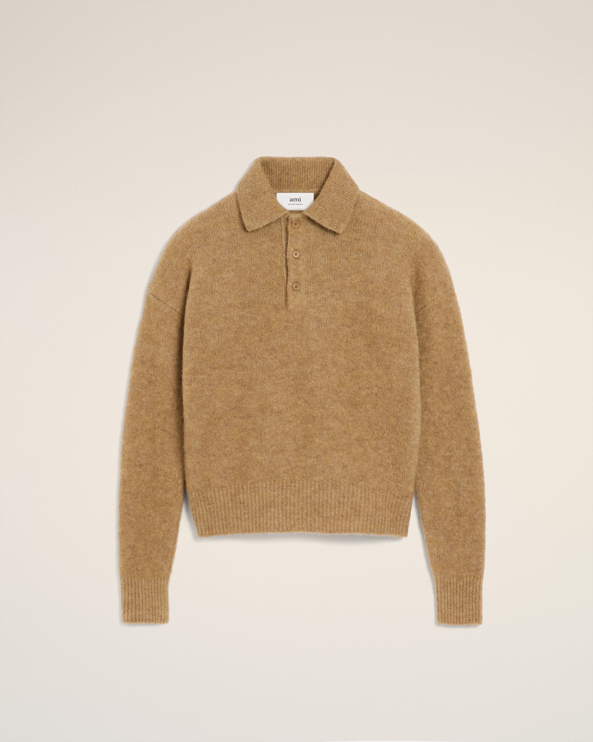 ブラウン アルパカ Ami ロングスリーブ ポロ キャメル | AMI PARIS