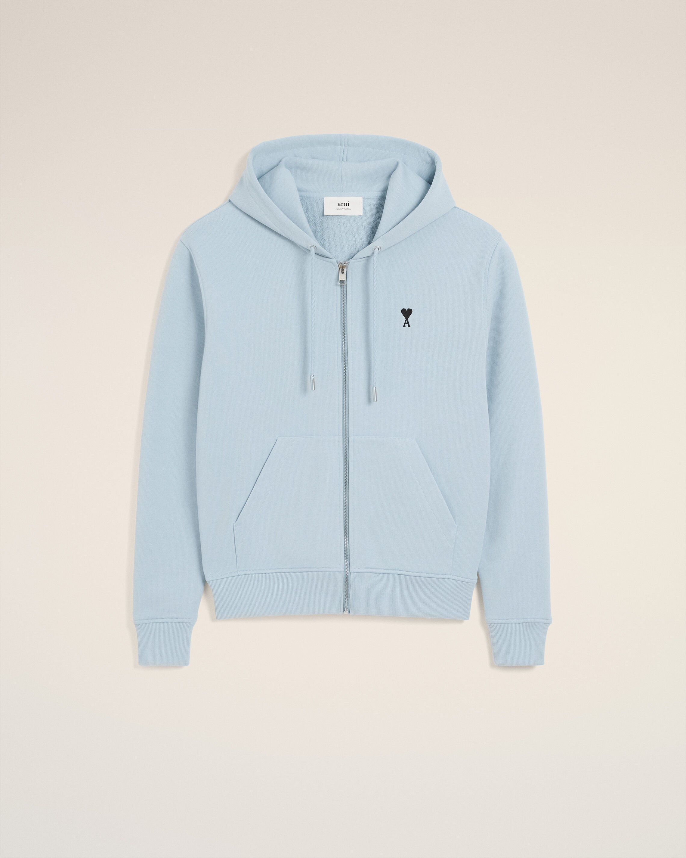 Hoodie Bleu Zippé Ami De Coeur En Coton CIEL | AMI PARIS