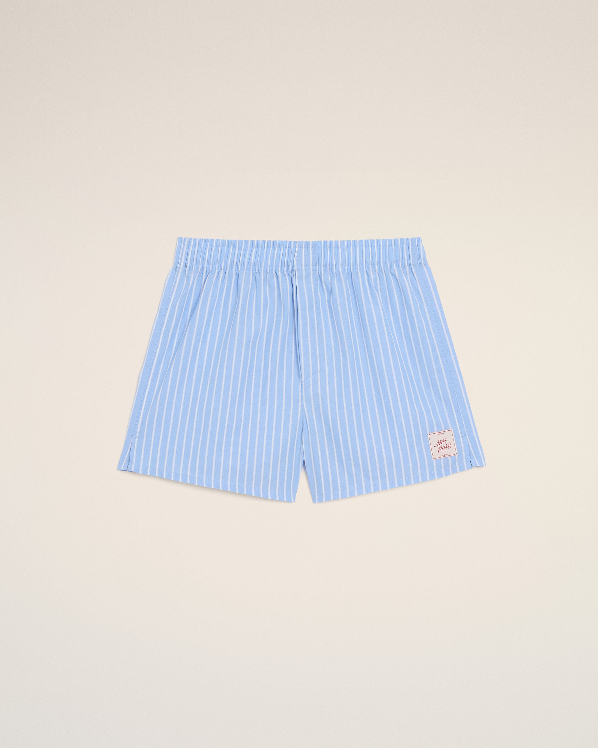 ブルー コットン ストライプ ショートパンツ カシミアブルー/ホワイト