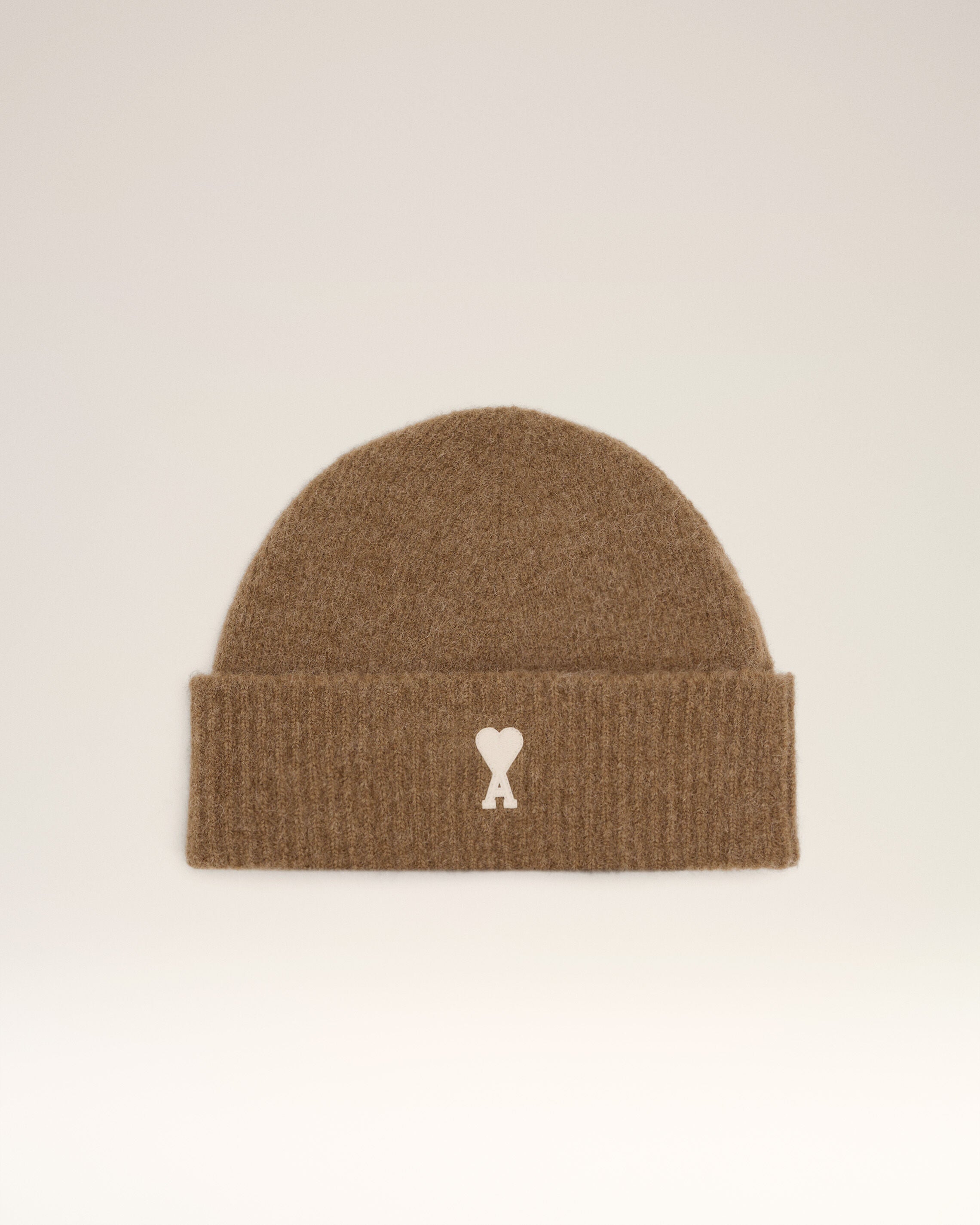 Bonnet Marron Ami De Coeur En Alpaga Rayé NOISETTE/ECRU | AMI PARIS