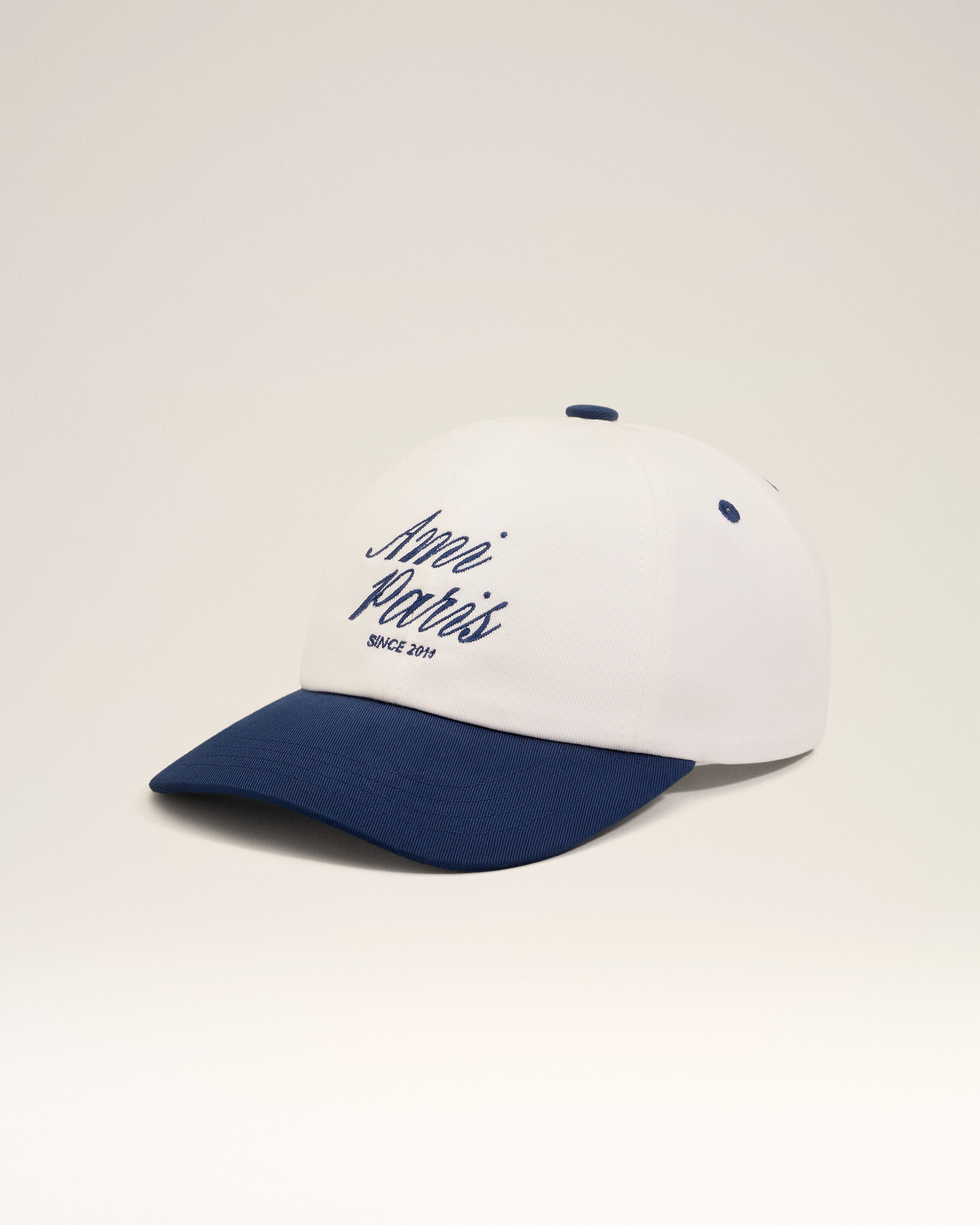 INK/WHITE CREAM Blue And White Bicolor Cotton Ami Paris Cap | Ami