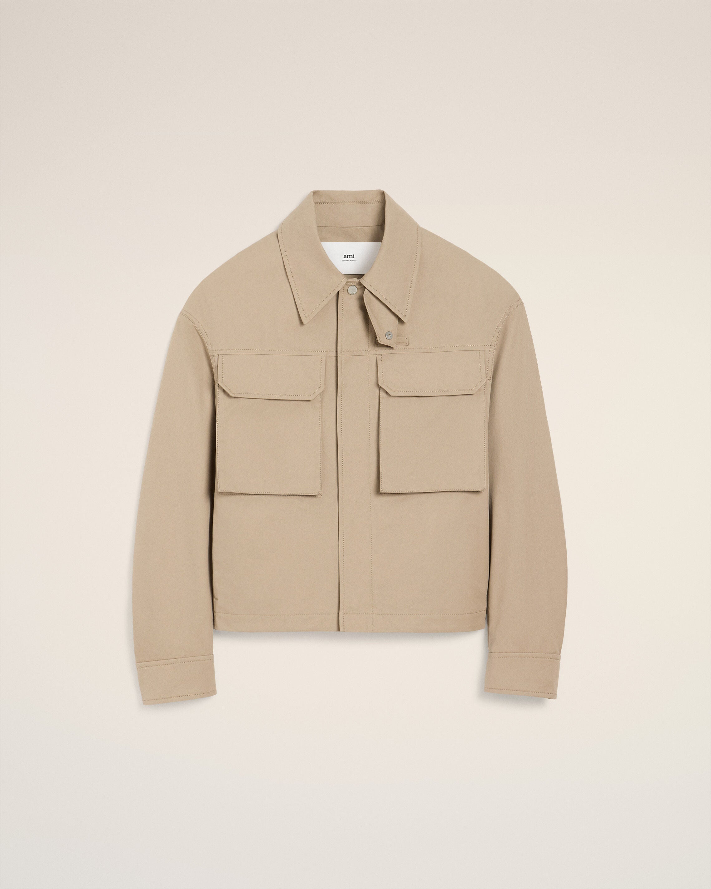 229- WHITE COFFEE Beige Cotton Worker Jacket | AMI PARIS