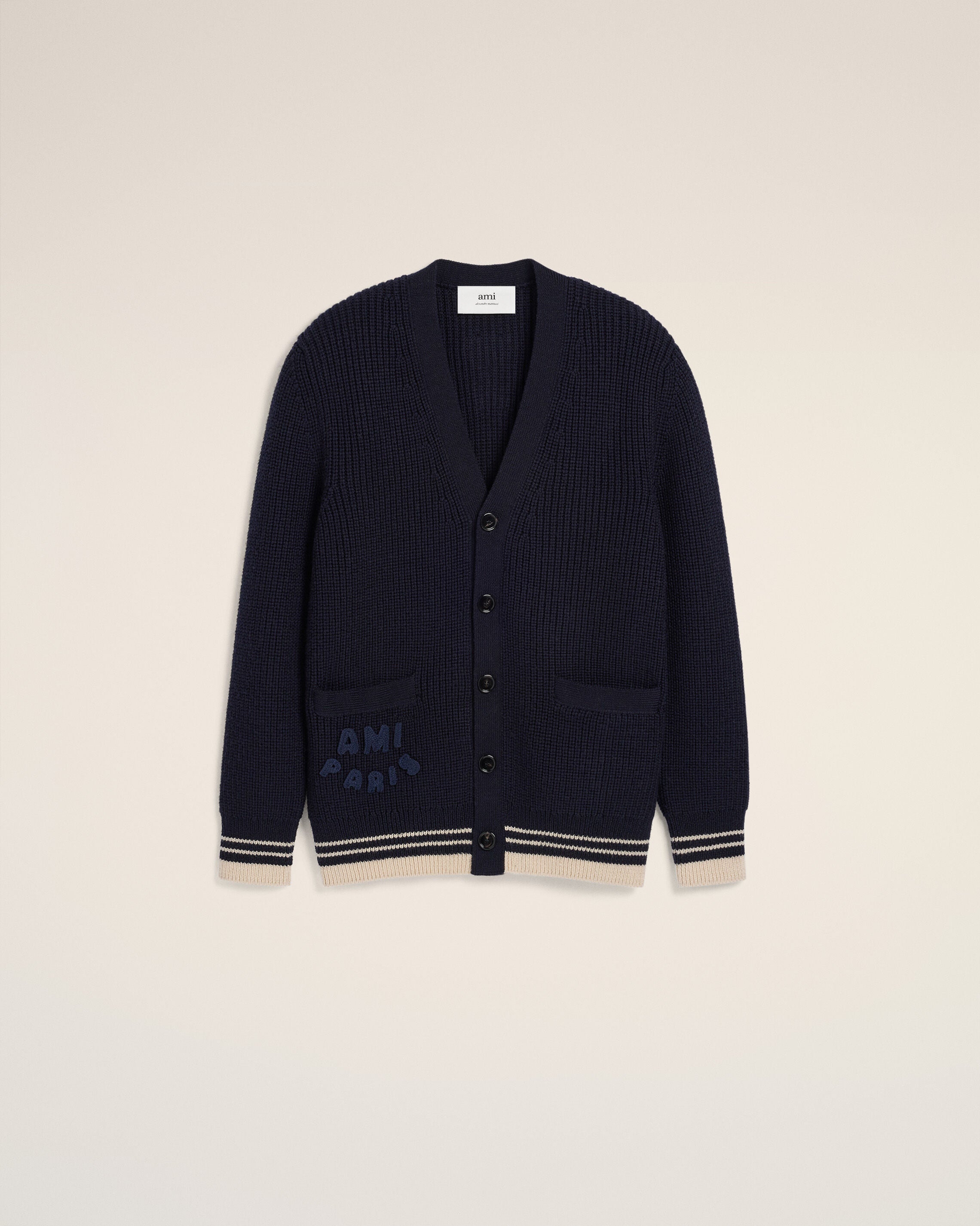 ネイビー ウールリブ セーター ネイビーブルー | AMI PARIS