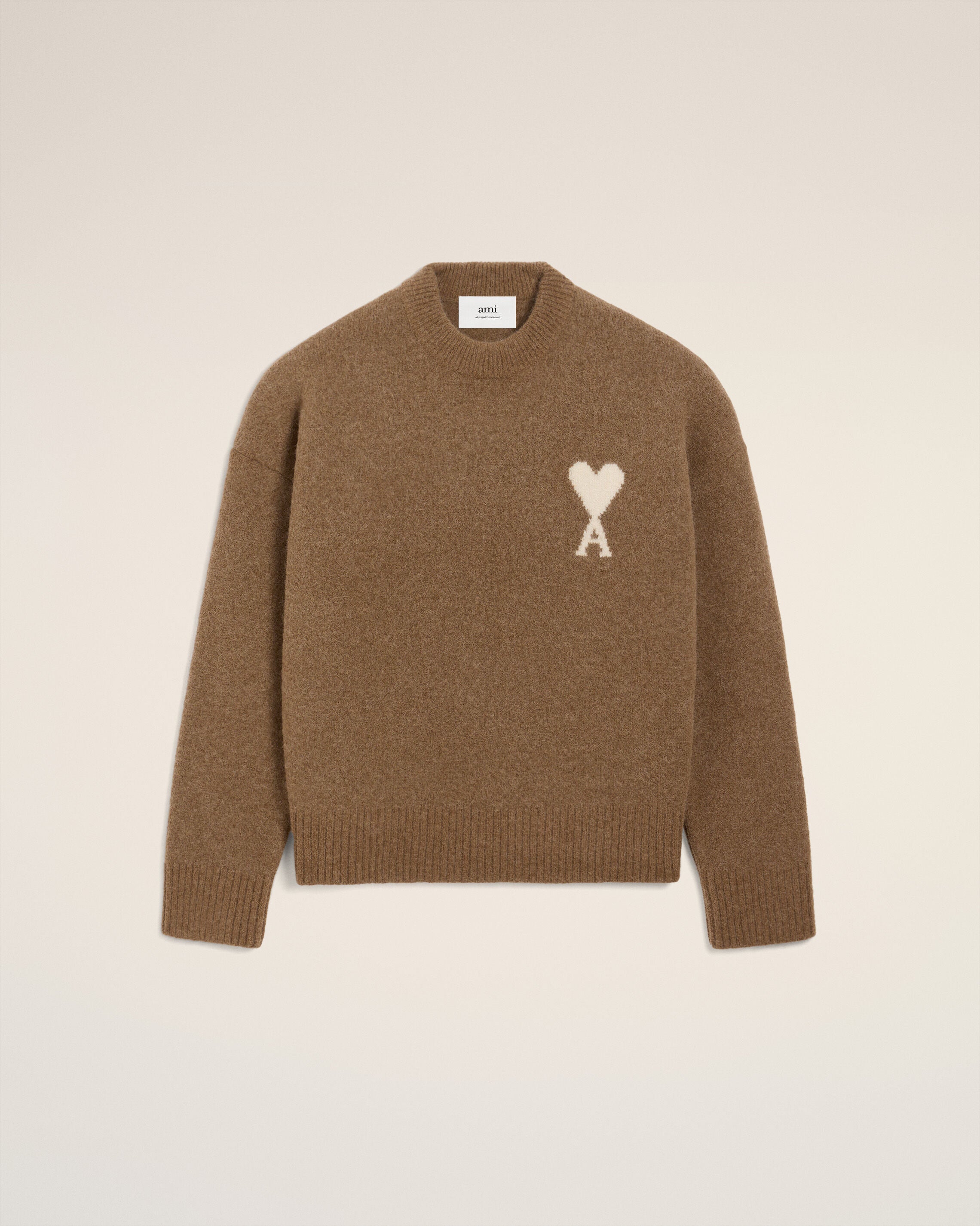 AMI PARIS ニット HAZELNUT/OFF WHITE Brown Alpaca Ami De Coeur Crewneck Sweater