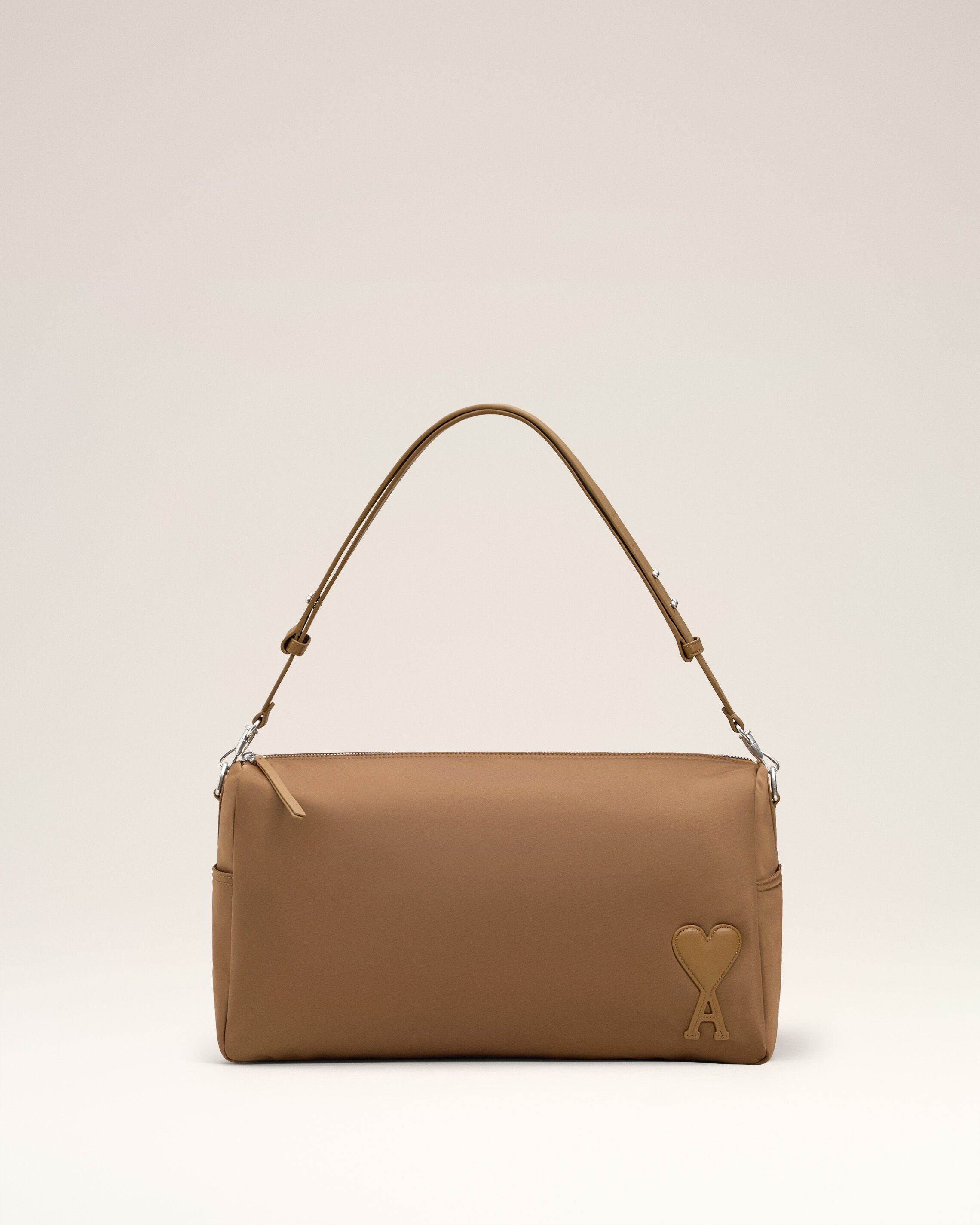 HAZELNUT Brown Nylon Canvas Marcel Large Bag | AMI PARIS