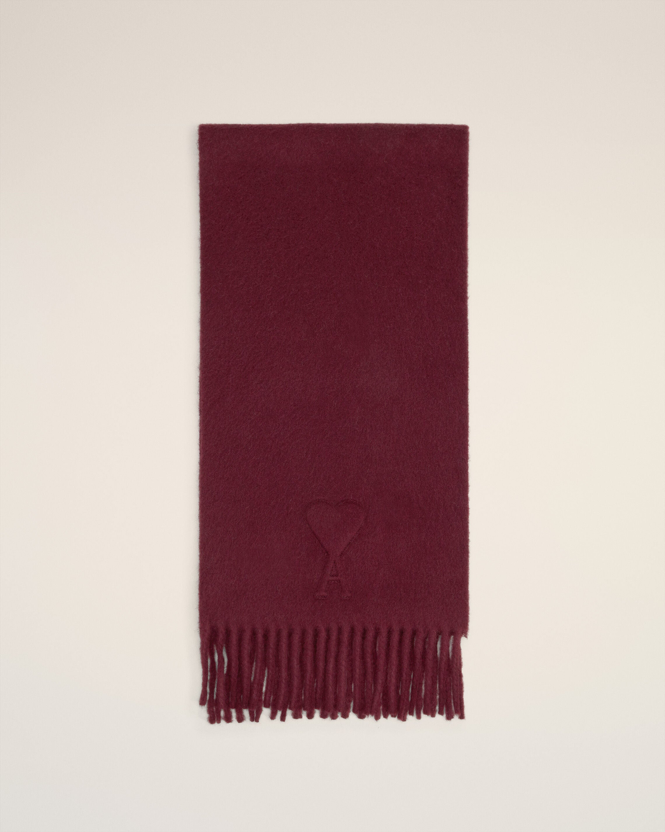 バーガンディ ウール Ami De Coeur エンボス スカーフ チェリー | AMI