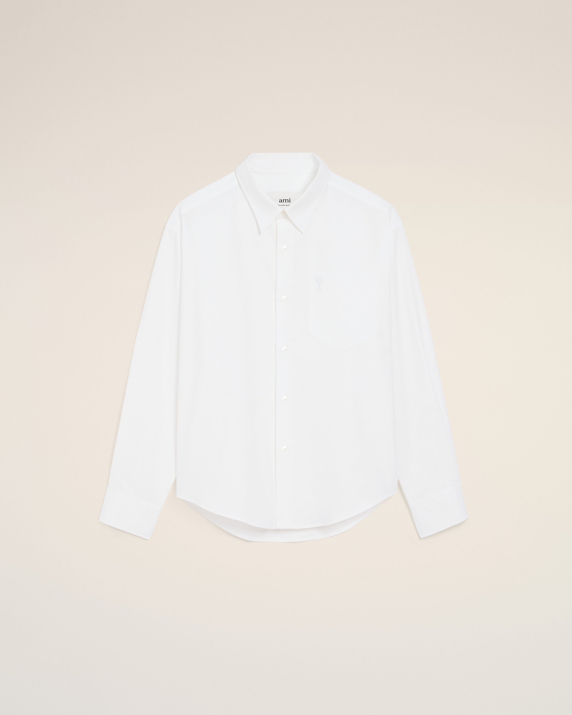NATURAL WHITE White Cotton Ami De Coeur Boxy Shirt | AMI PARIS