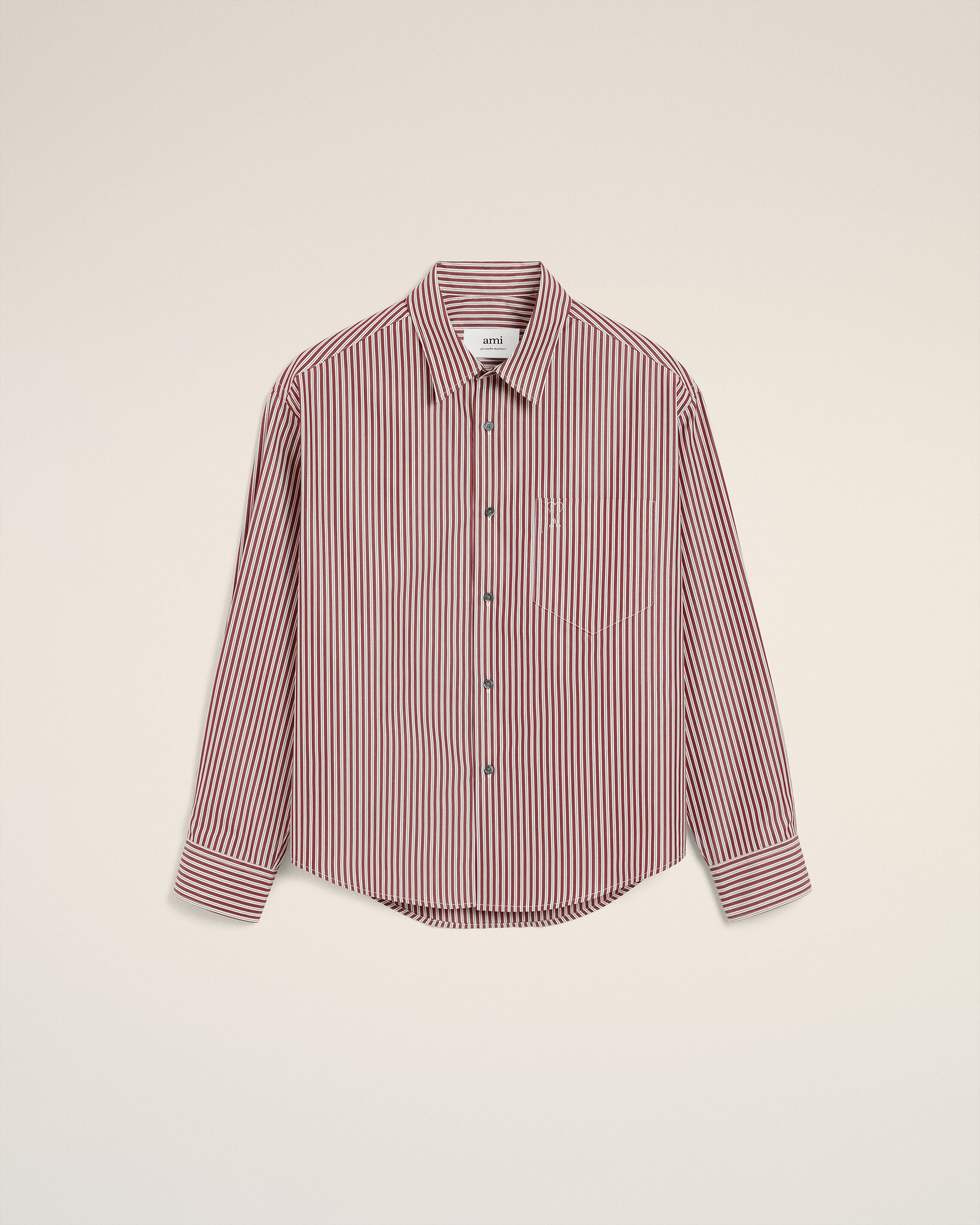 バーガンディ コットン Ami De Coeur エンボス ストライプ ボクシー