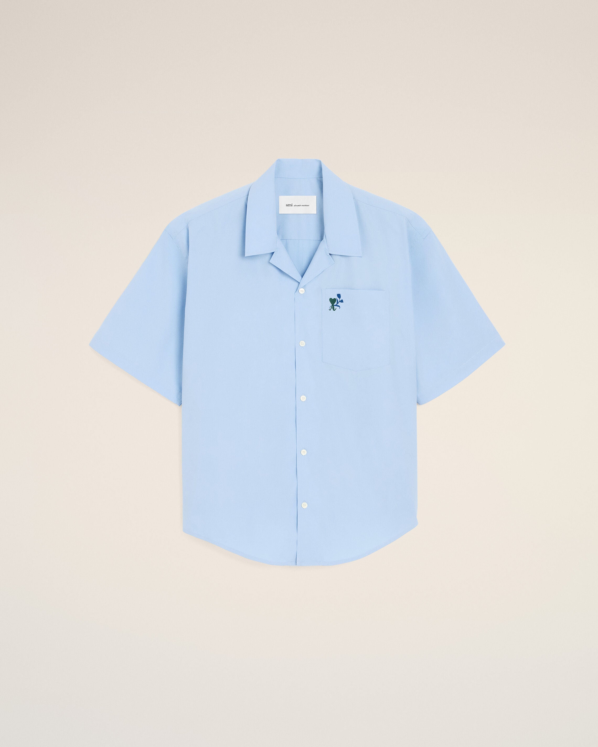 ami paris 半袖シャツ　シャツ　ライトブルー ブルー ボクシー コットン半袖シャツ Ami de Coeur チューリップ