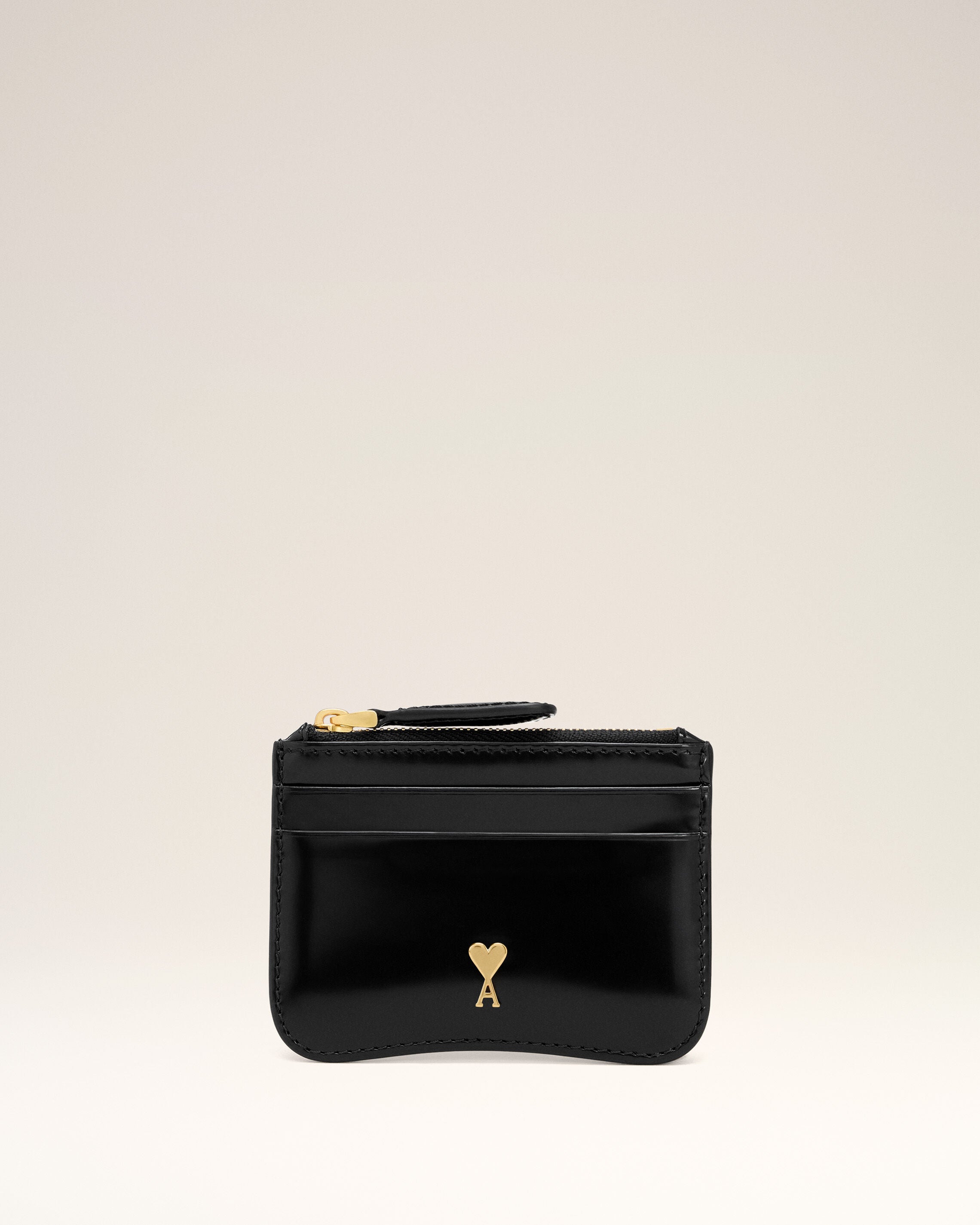 ブラック グレーズドレザー Paris Paris ジップ カードホルダー