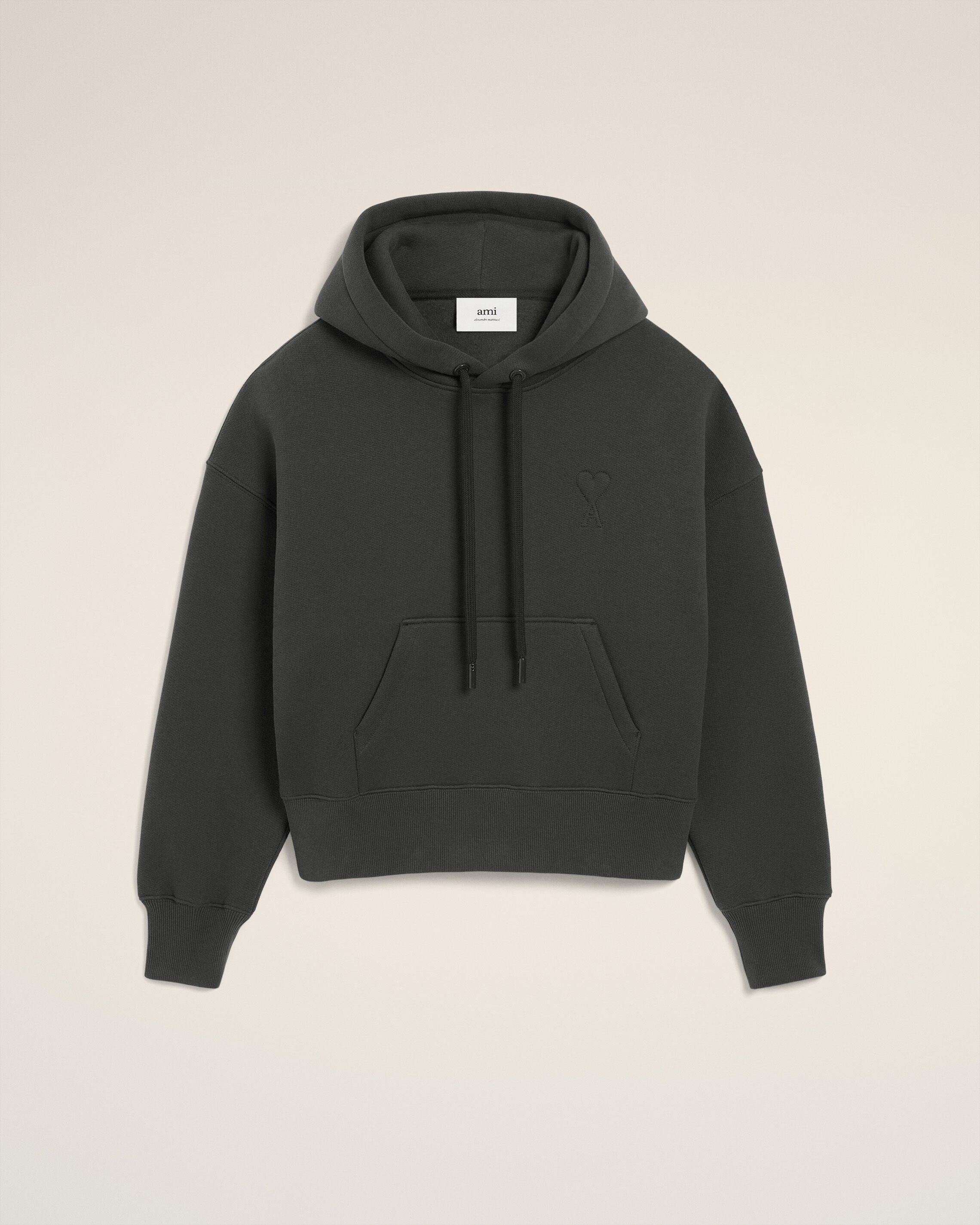 Hoodie Noir Ami De Coeur En Coton ANTHRACITE | AMI PARIS