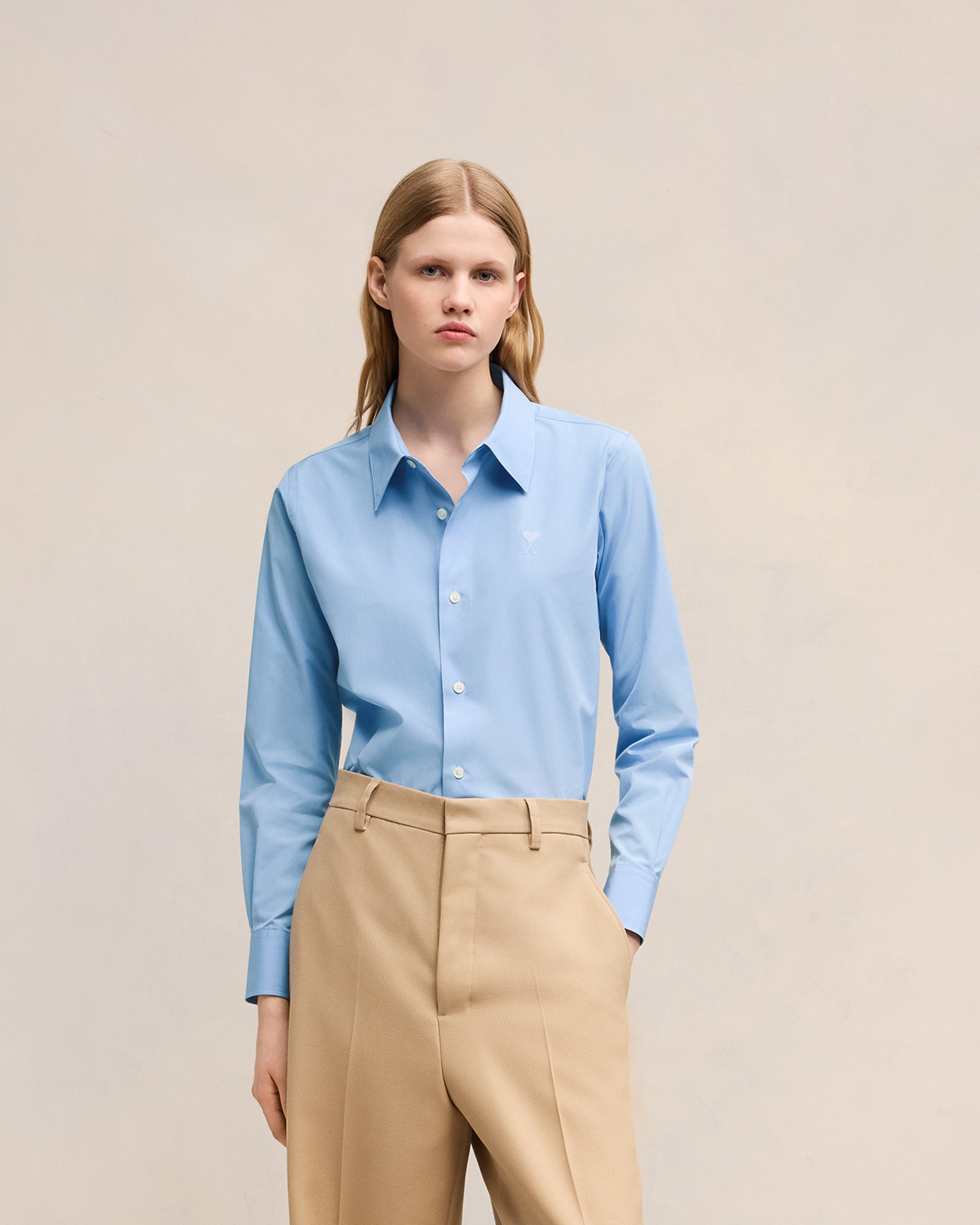 Cashmere Blue Ami De Coeur Classic Shirt | AMI PARIS
