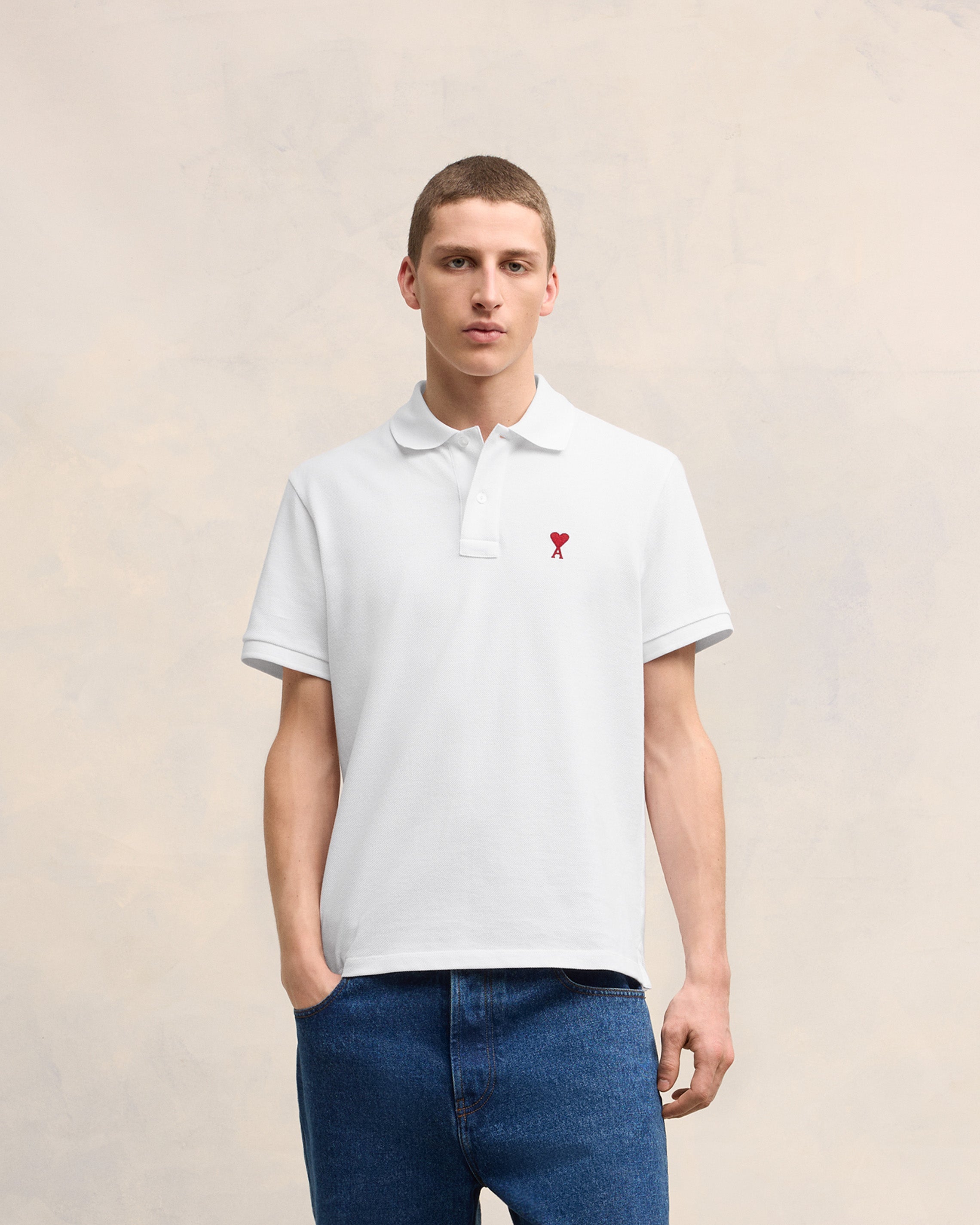 White Ami De Coeur Polo Shirt | AMI PARIS