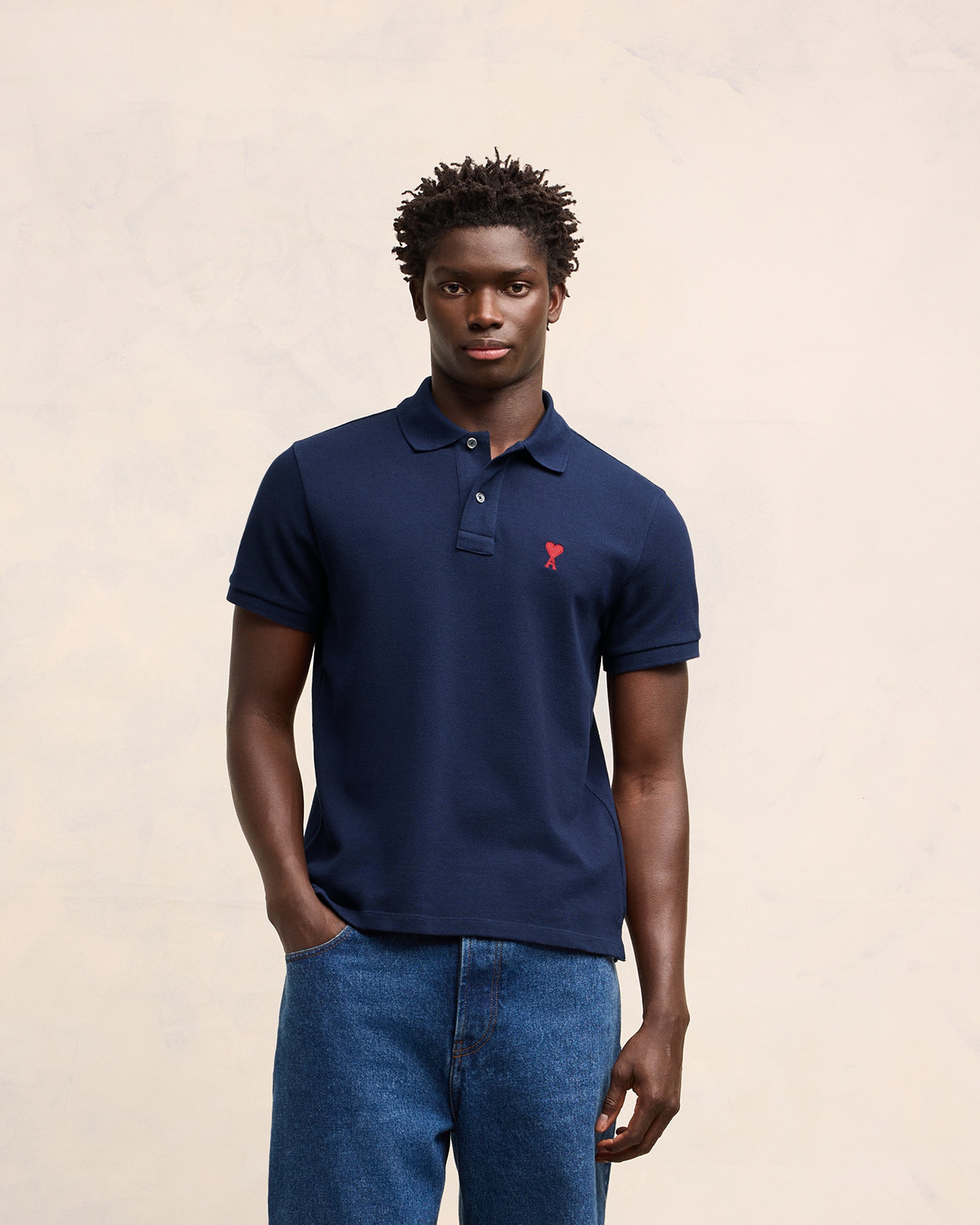 Night Blue Ami De Coeur Polo Shirt | AMI PARIS