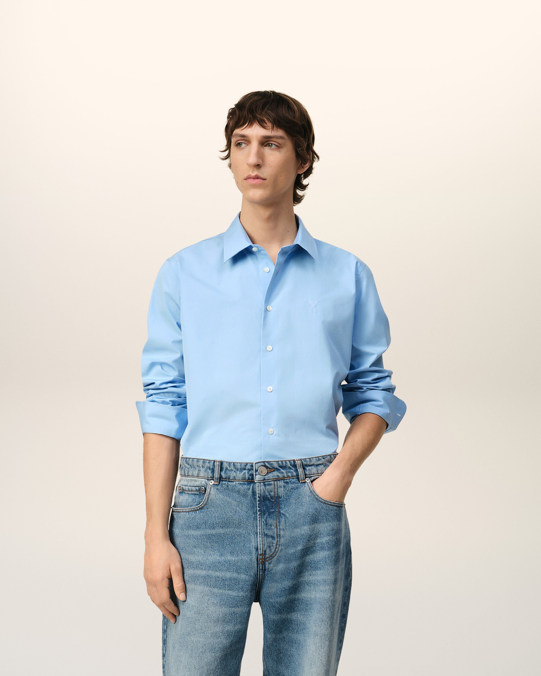 Cashmere Blue Ami De Coeur Classic Shirt | AMI PARIS