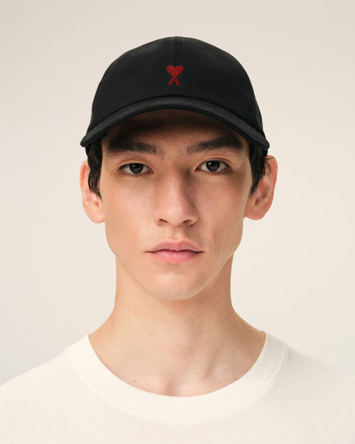 Black Cotton cap with Ami de Coeur - 1 - Ami Paris