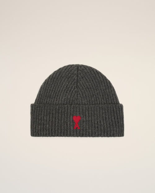 Grey Wool Beanie With Ami De Coeur - Woman - 7 - AMI Paris - Ami Paris