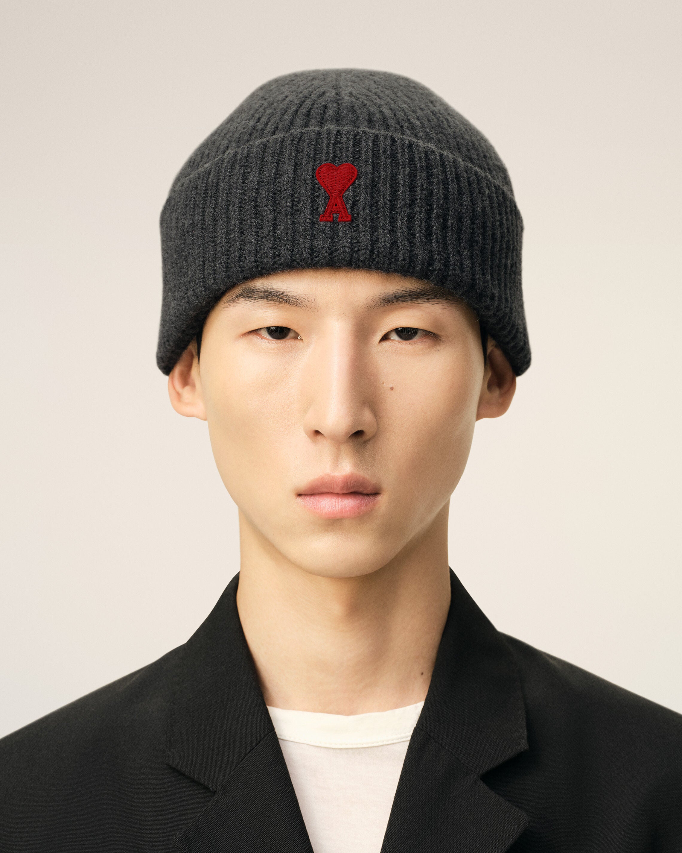 Grey Wool Beanie With Ami De Coeur - 2