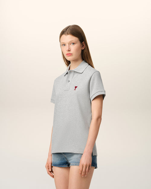 Polo Ami de Cœur de algodón gris - 12 - Ami Paris