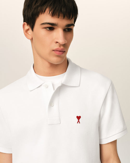 White Cotton polo with Ami De Coeur - Man - 4 - AMI Paris - Ami Paris