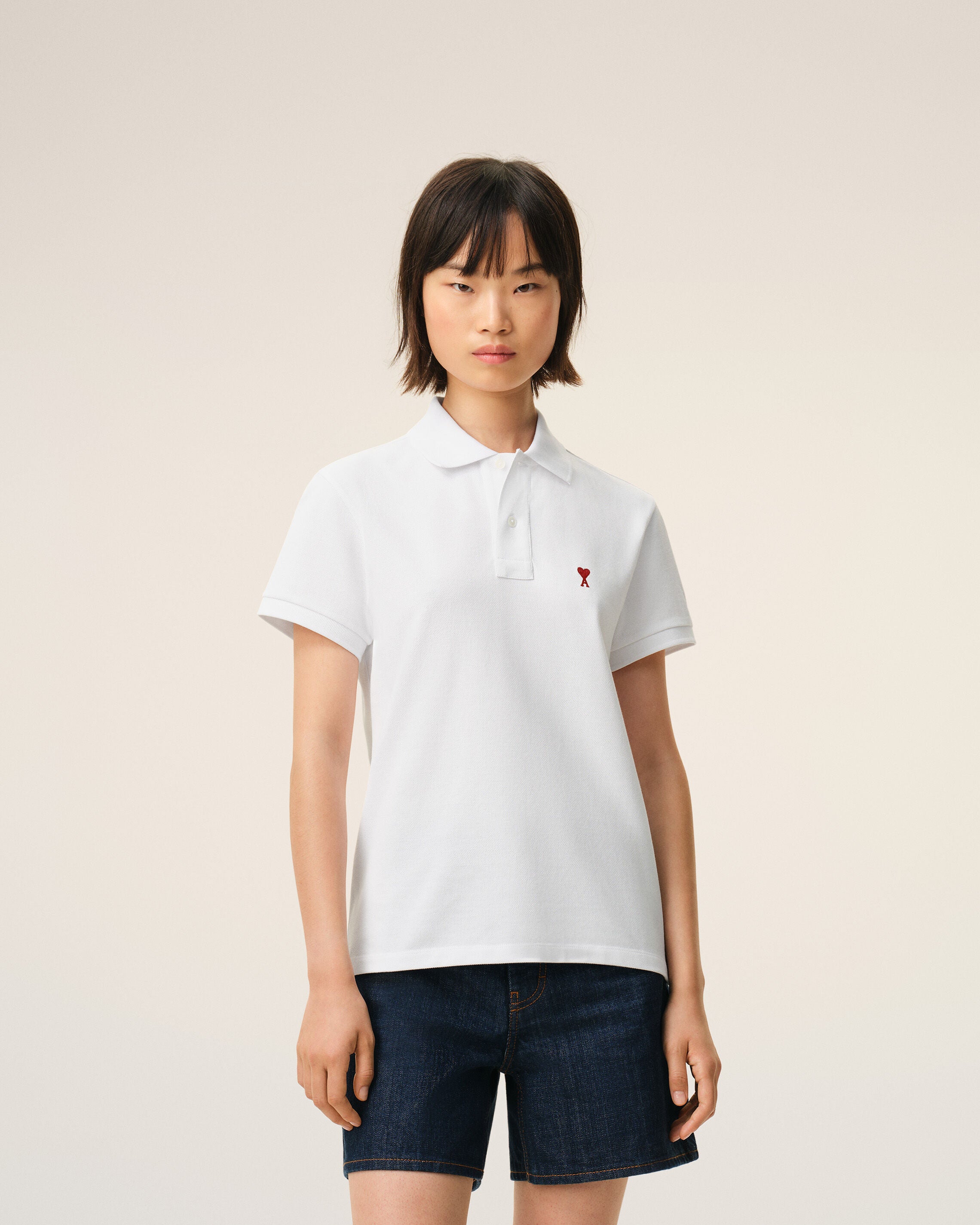 White Cotton Red Ami De Coeur Polo Shirt - 9