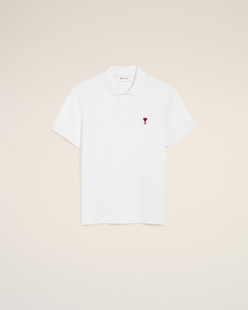 White Cotton polo with Ami De Coeur - 1 - Ami Paris