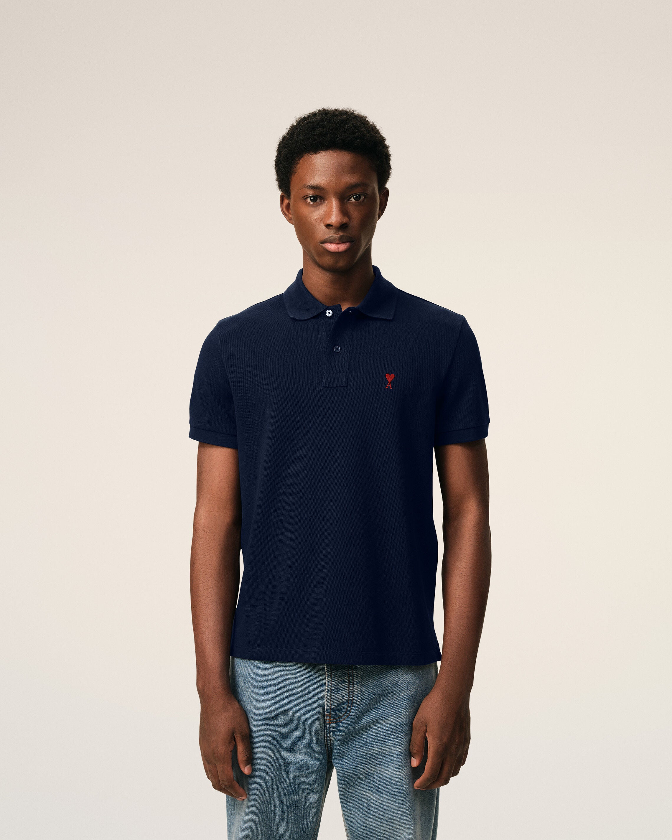 【新品未使用】Ami アミパリス ポロシャツ ネイビー Lサイズ Ami De Coeur ポロシャツ ナイトブルー | AMI PARIS