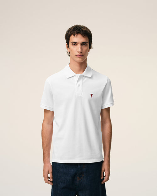 White Cotton Red Ami De Coeur Polo Shirt - 3 - Ami Paris