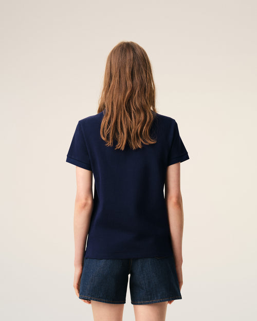 Blue Cotton Red Ami De Coeur Polo Shirt - Woman - 11 - AMI Paris - Ami Paris