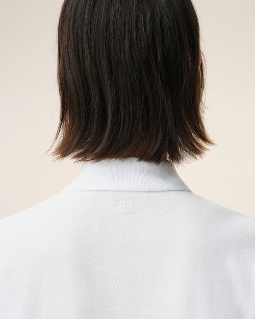Polo Ami de Cœur in cotone biologico bianco - Donna - 10 - AMI Paris - Ami Paris