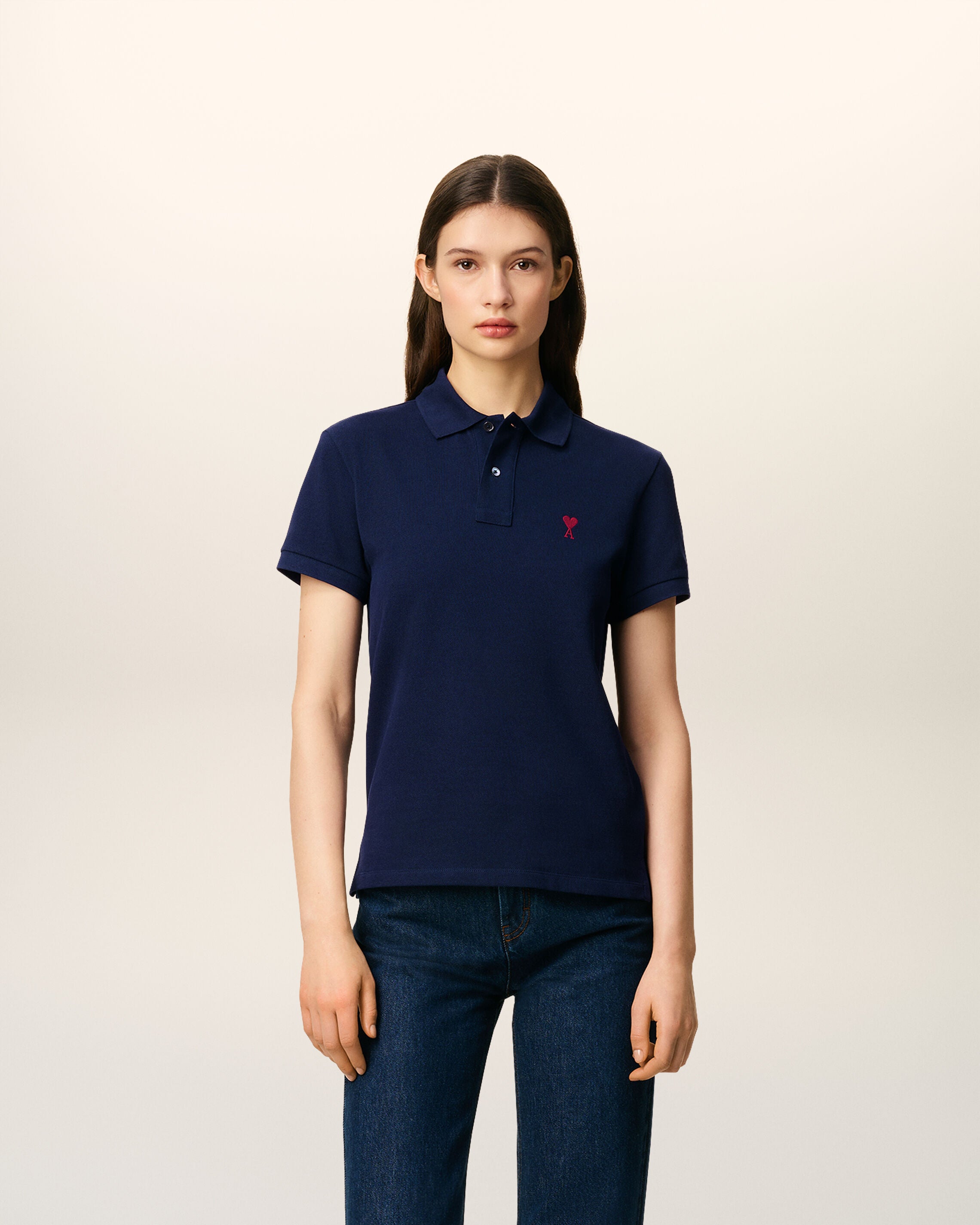 AMIParis オーガニックコットンピケ Ami de Coeur ポロシャツ Ami De Coeur ポロシャツ ホワイト | AMI PARIS