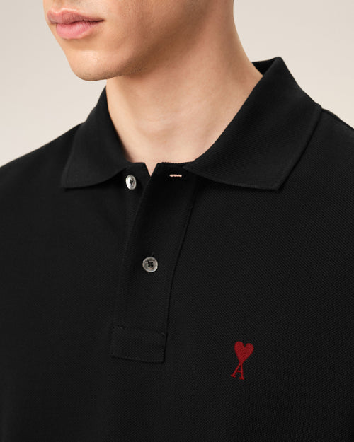 Black Cotton Red Ami De Coeur Polo Shirt - Man - 4 - AMI Paris - Ami Paris
