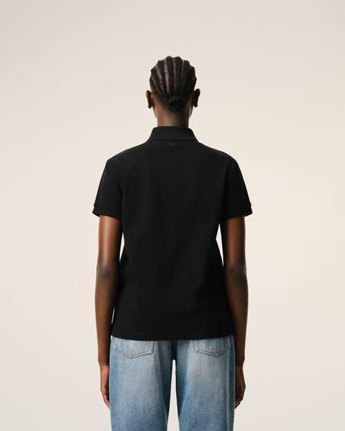 Black Cotton Red Ami De Coeur Polo Shirt - Woman - 11 - AMI Paris - Ami Paris