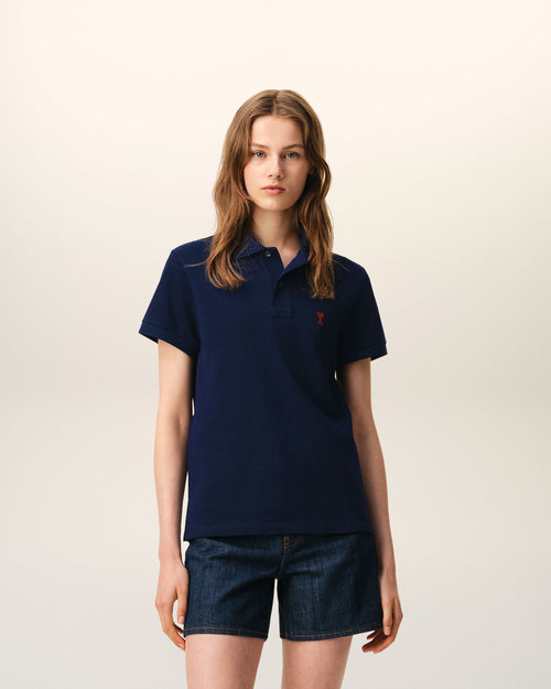                             Blue Cotton Red Ami De Coeur Polo Shirt - 3                         - Ami Paris