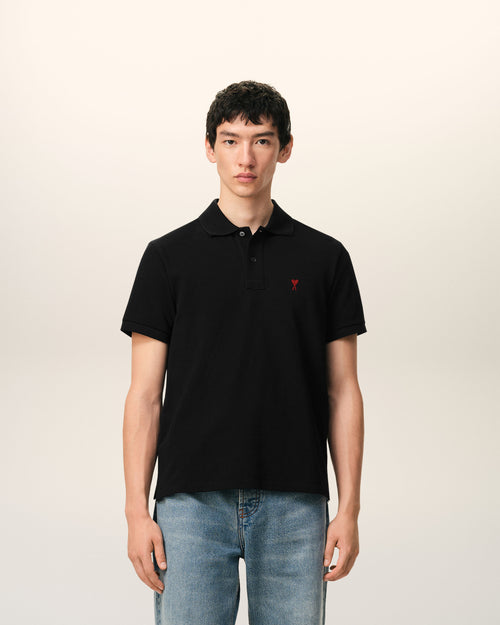 Black Cotton Red Ami De Coeur Polo Shirt - 2 - Ami Paris