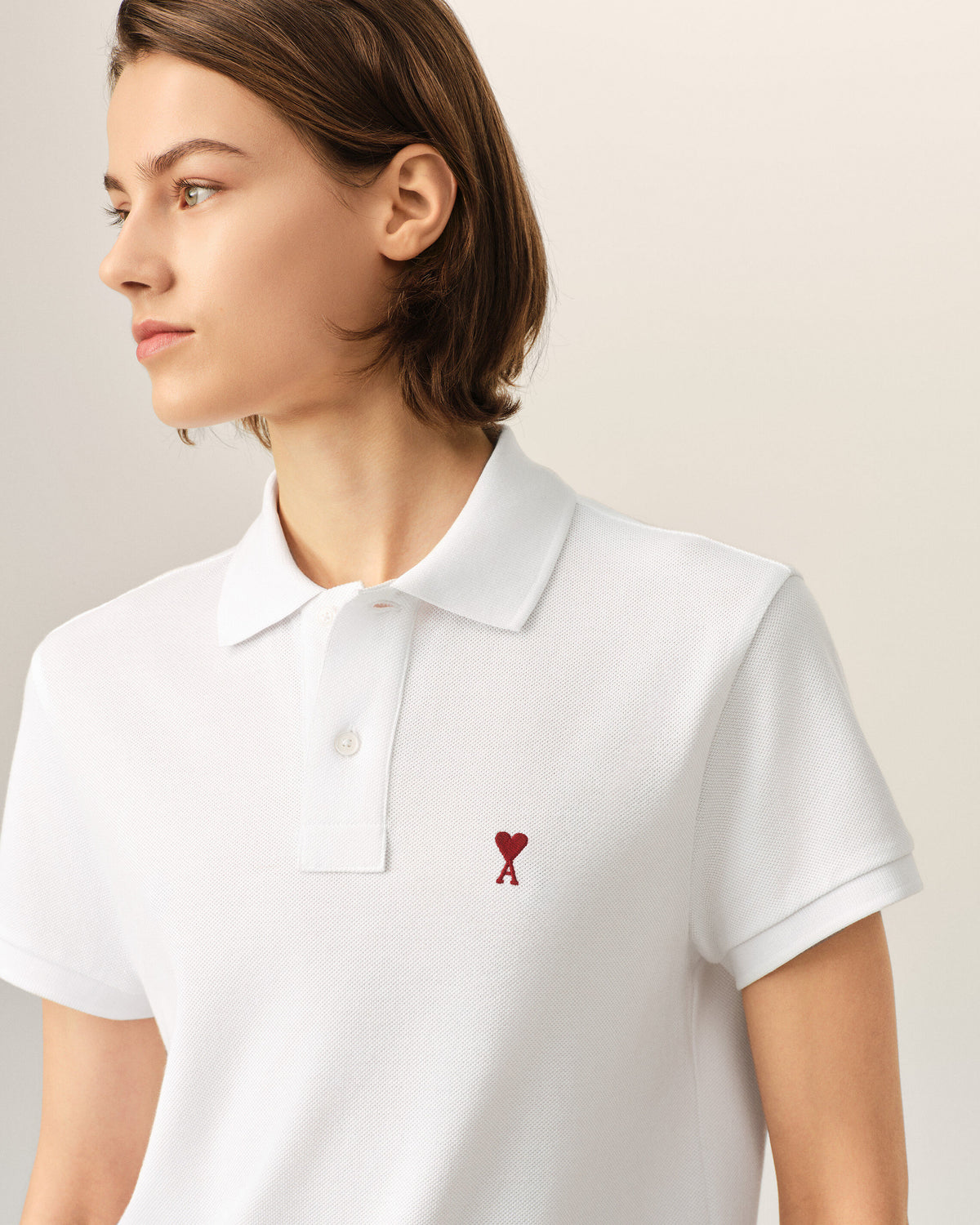 White Cotton polo with Ami De Coeur - 10