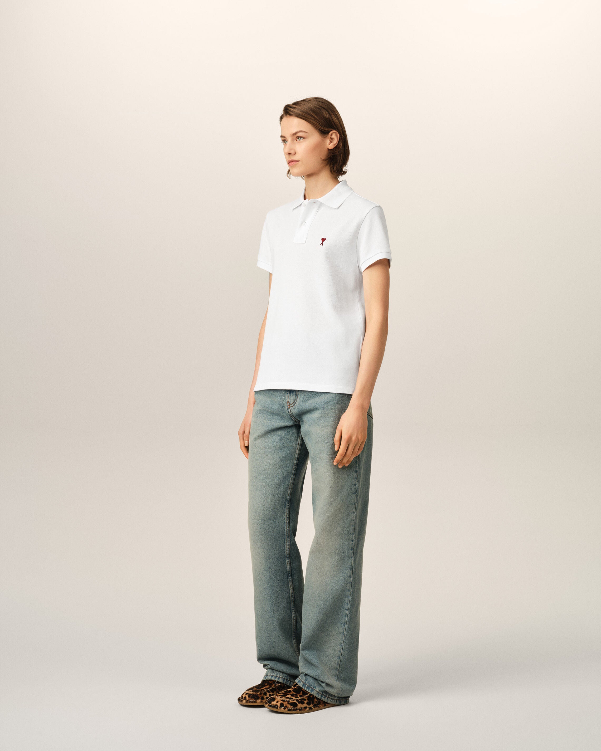 White Cotton polo with Ami De Coeur - 12
