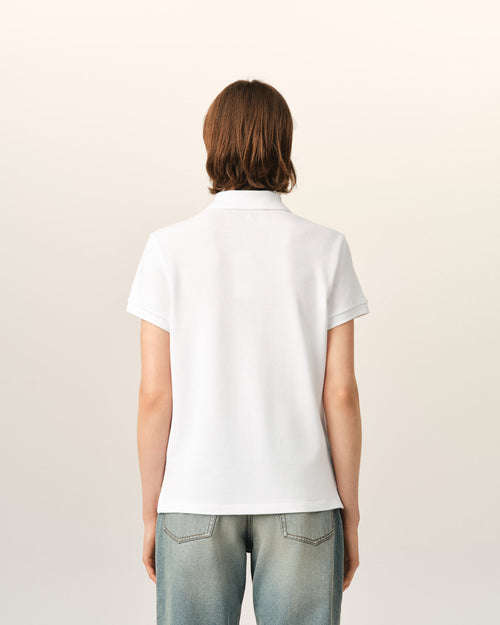 White Cotton polo with Ami De Coeur - Woman - 11 - AMI Paris - Ami Paris