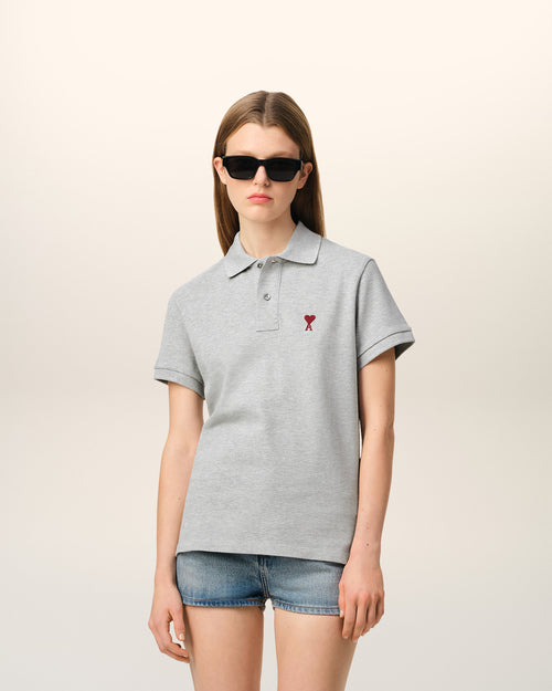                             Grey Cotton Ami de Coeur Polo Shirt - 3                         - Ami Paris