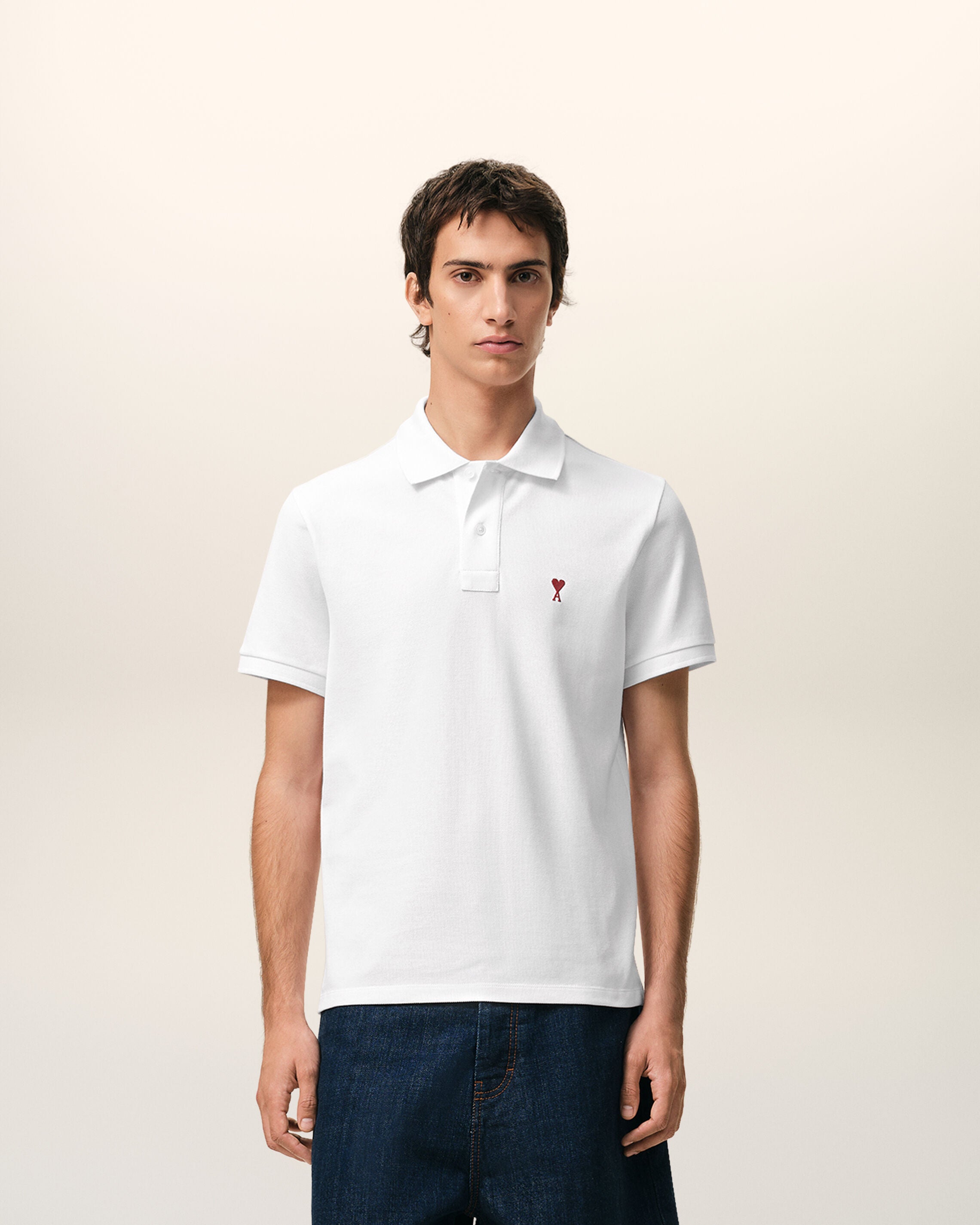 White Cotton Red Ami De Coeur Polo Shirt - 2