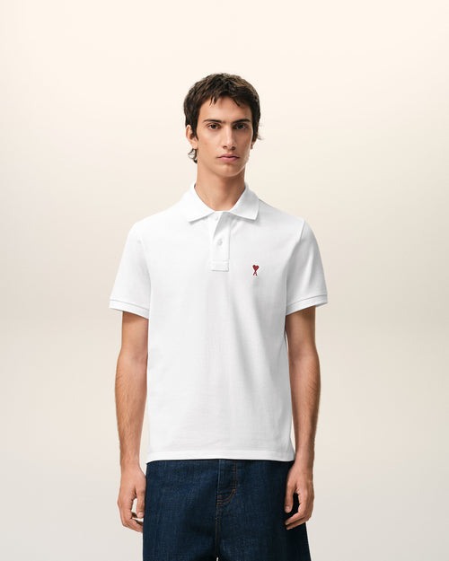 White Cotton Red Ami De Coeur Polo Shirt - 1 - Ami Paris