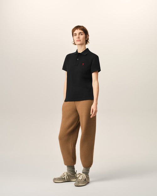 Black Cotton polo with Ami De Coeur - Woman - 12 - AMI Paris - Ami Paris