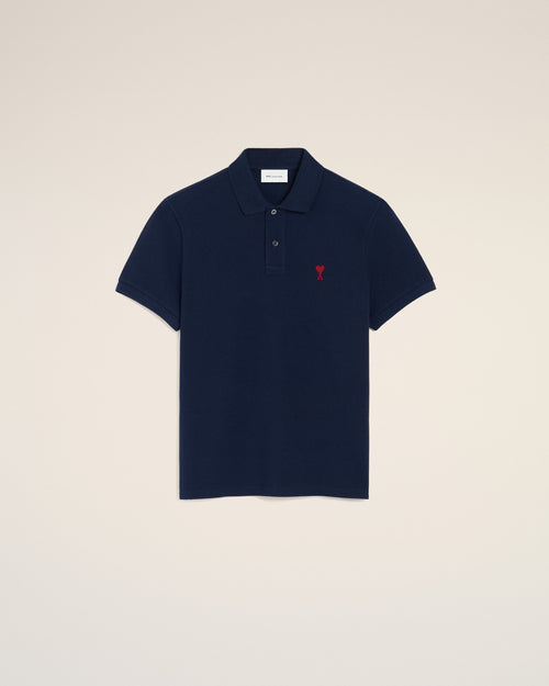 Blue Cotton polo with Ami De Coeur - 2 - Ami Paris